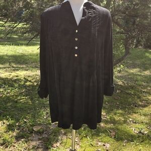 Wonderly Black Tunic Top with Gold Buttons